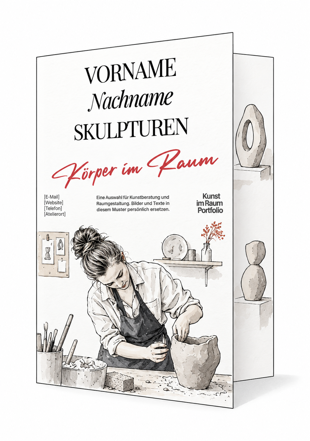 Gezeichnete Illustrationsvorschau: Die A5-Klappkarte