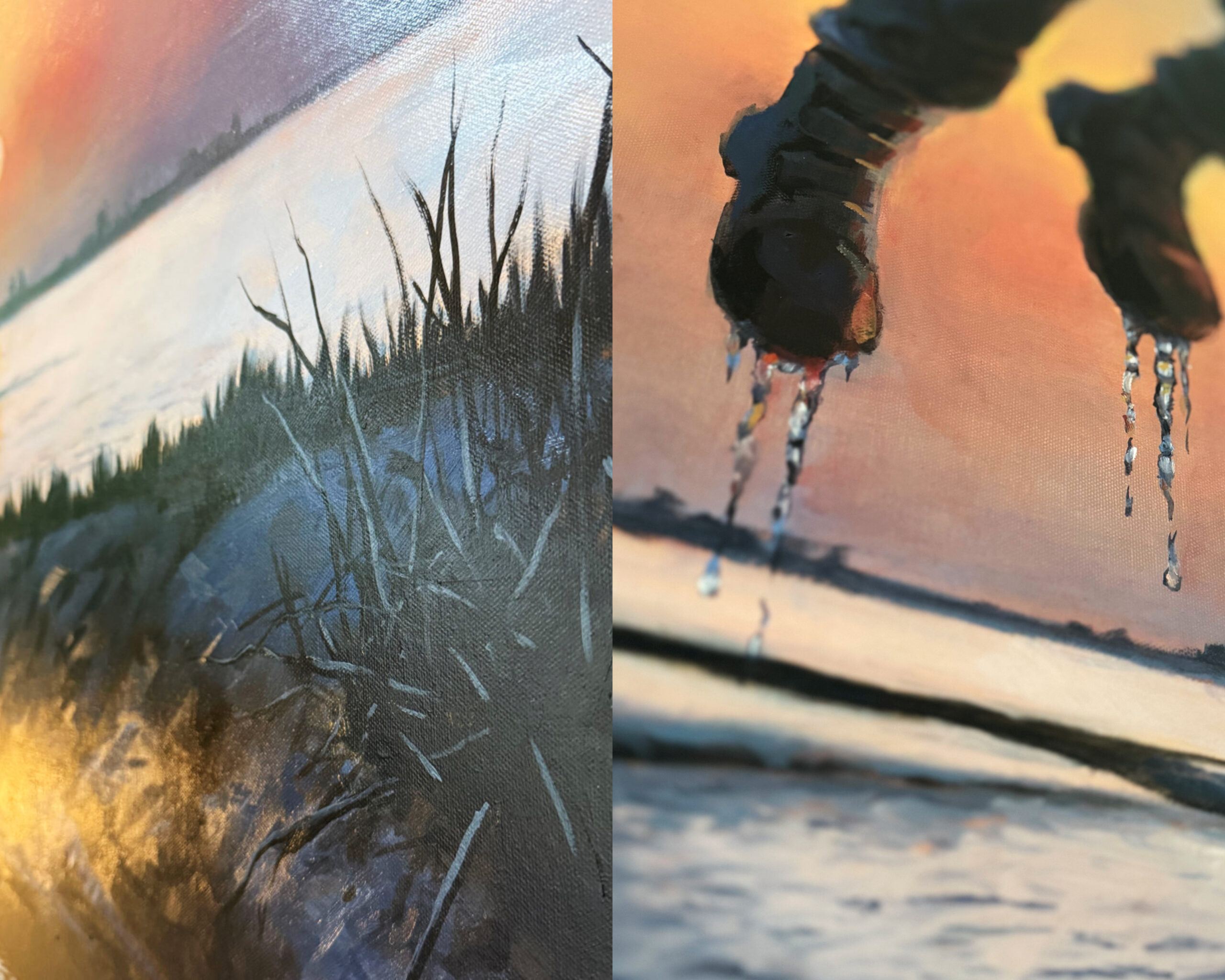 "Das Auftauchen", von Jan Morische, Detailaufnahme, Ölgemälde, 150 × 120 cm