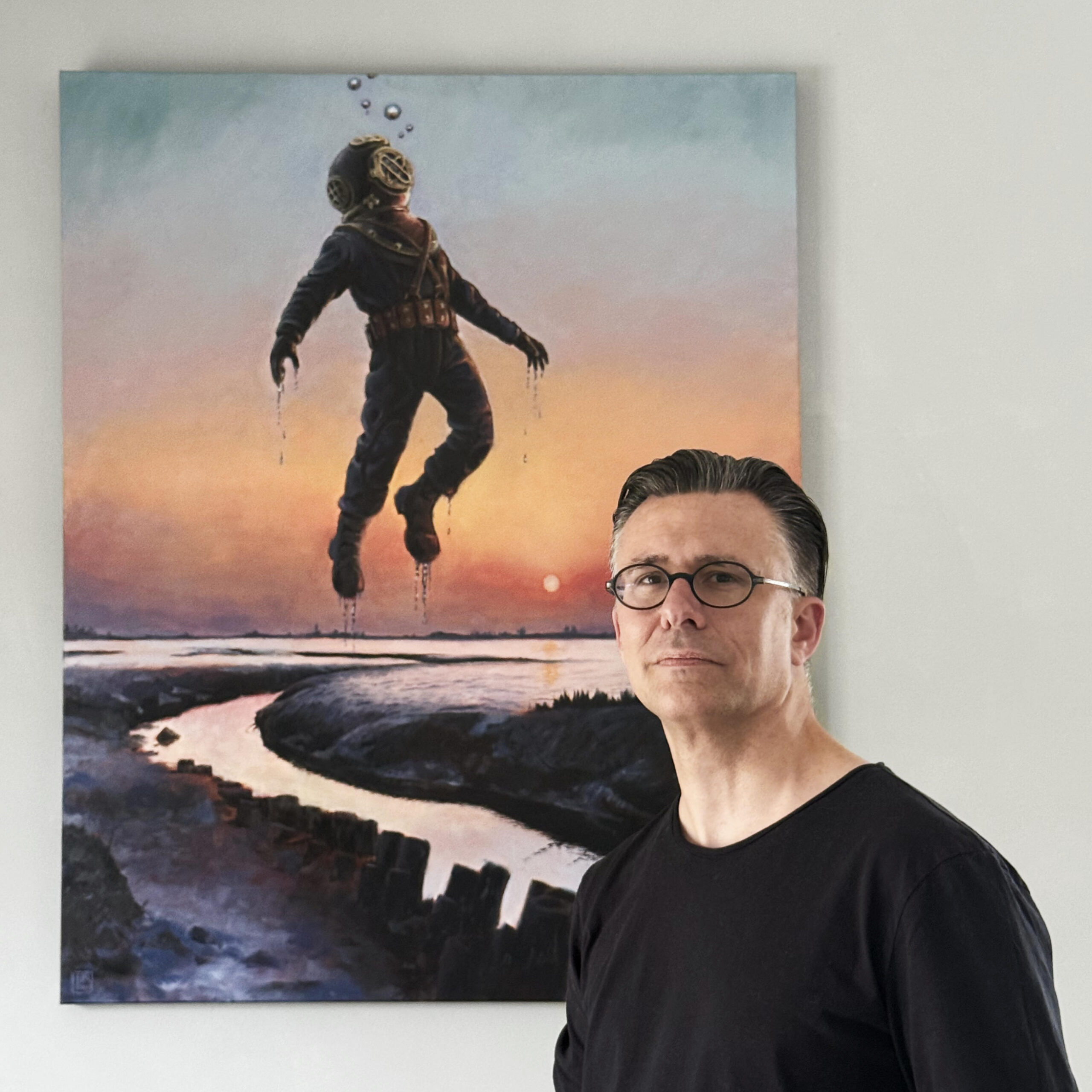 "Das Auftauchen", von Jan Morische, Werkansicht 1, Ölgemälde, 150 × 120 cm
