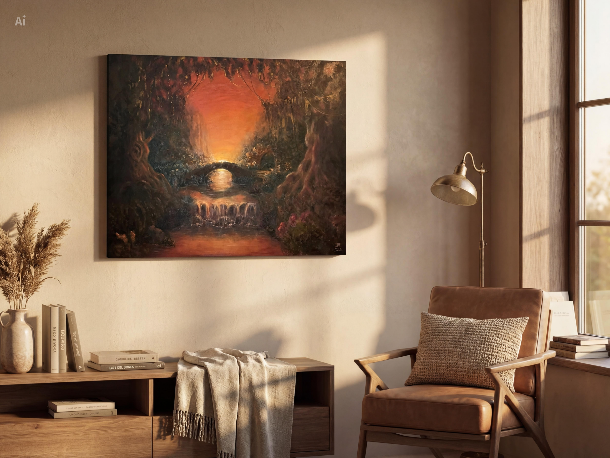 "Zwischenwelt", von Elli Sue, Raumansicht, Ölgemälde, 70 × 85 cm