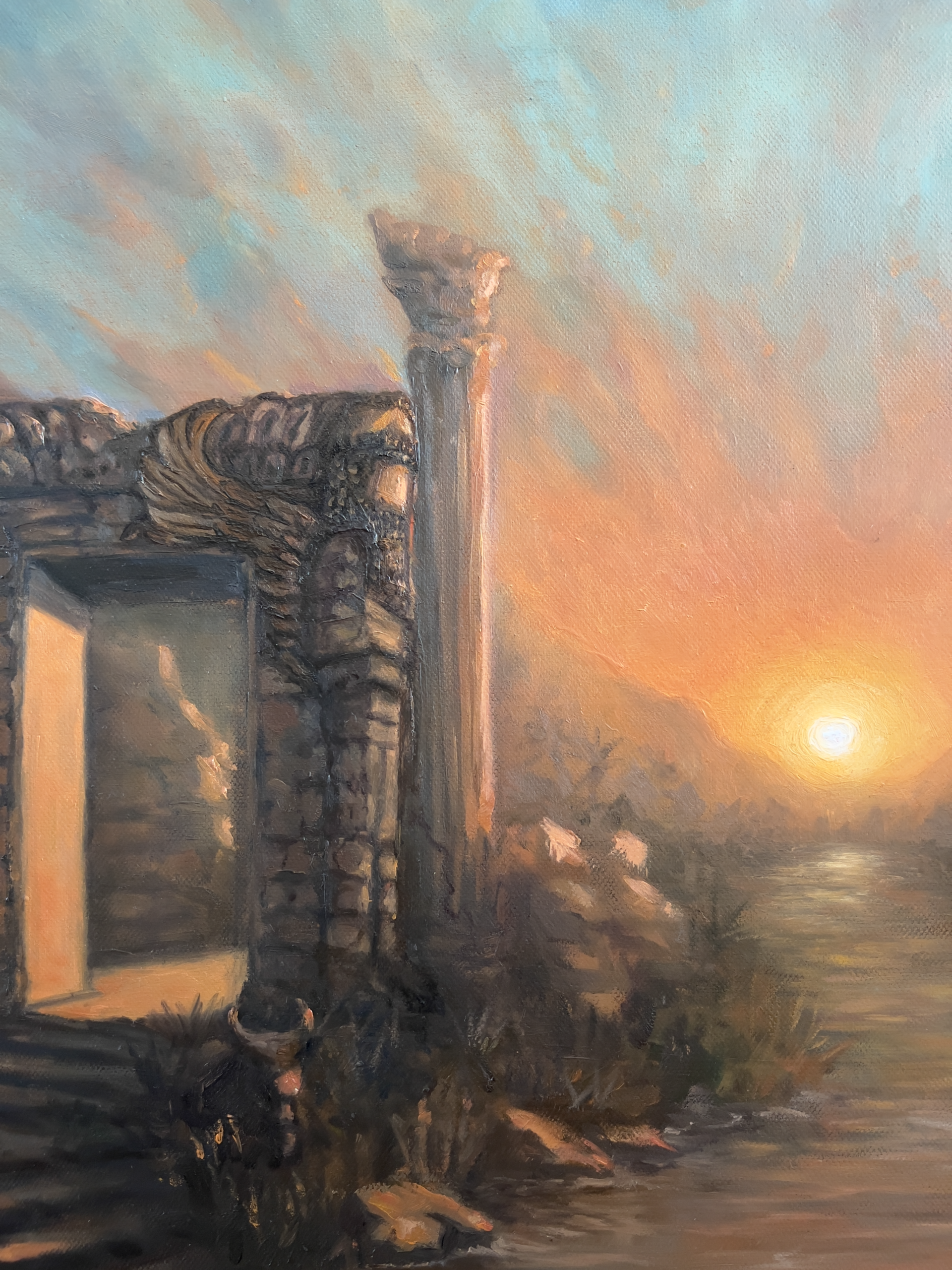 "Fluss der Könige", von Elli Sue, Detailaufnahme, Ölgemälde, 70 × 70 cm