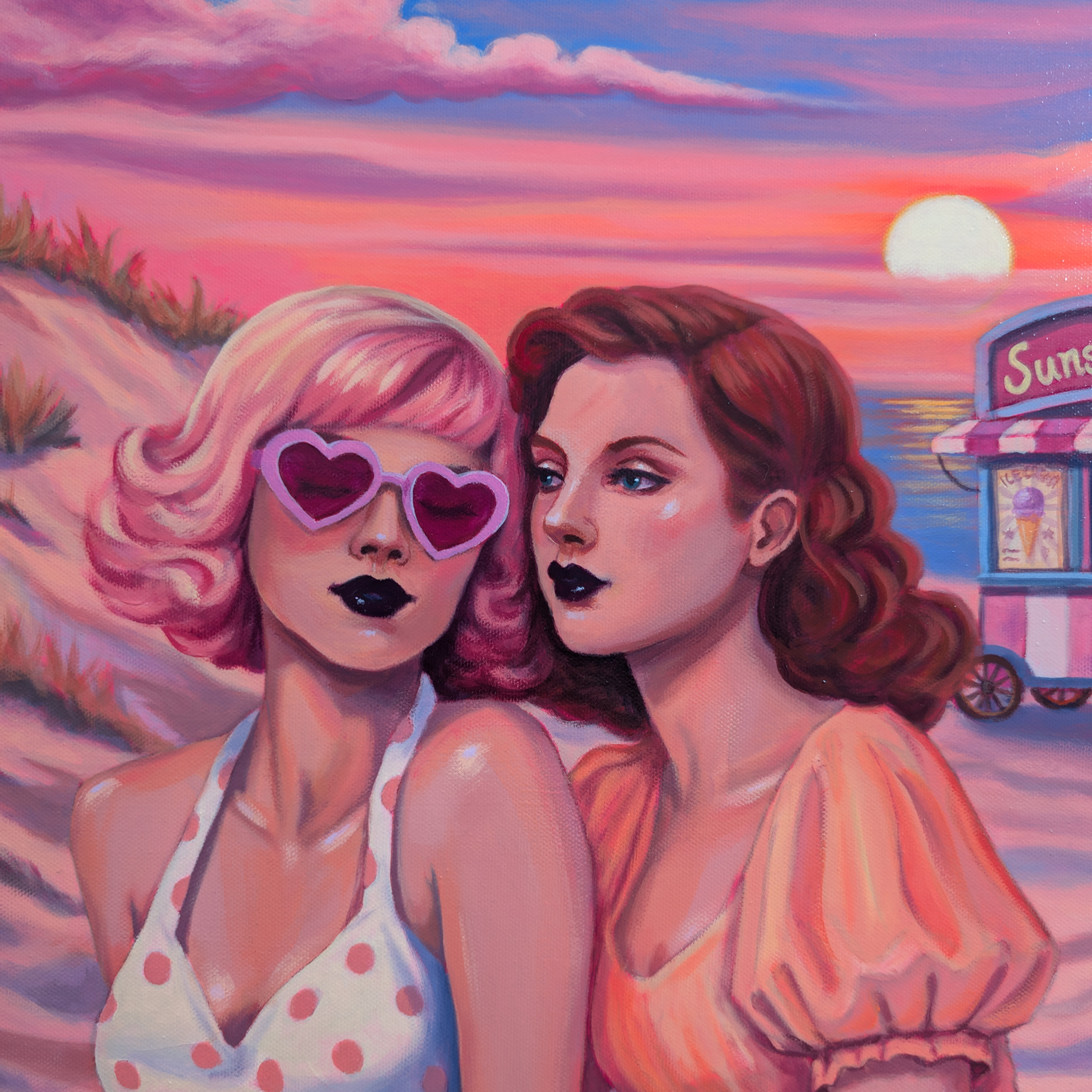 "Sunset Scoops", von Astrid Wieckhorst, Detailaufnahme, Acryl, 70 × 50 cm